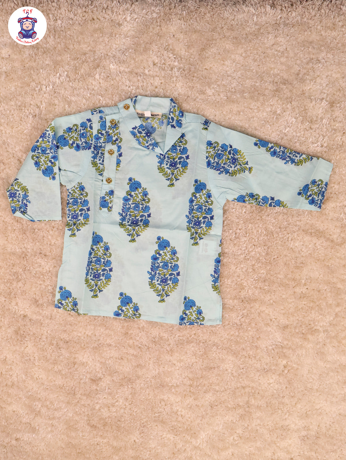 Blue - Boys Printed Kurta With Pant