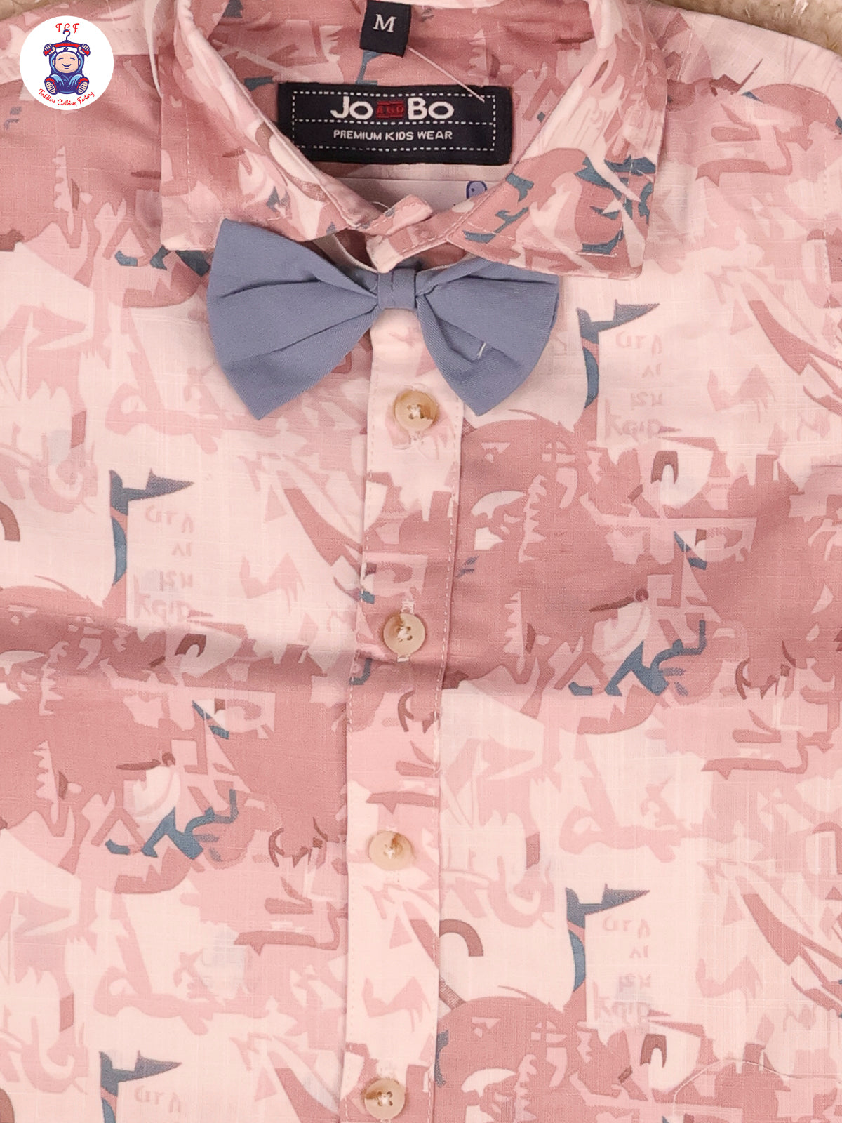 Pink & Grey Half Sleeves Shirts & Shorts Set With Suspender & Bow