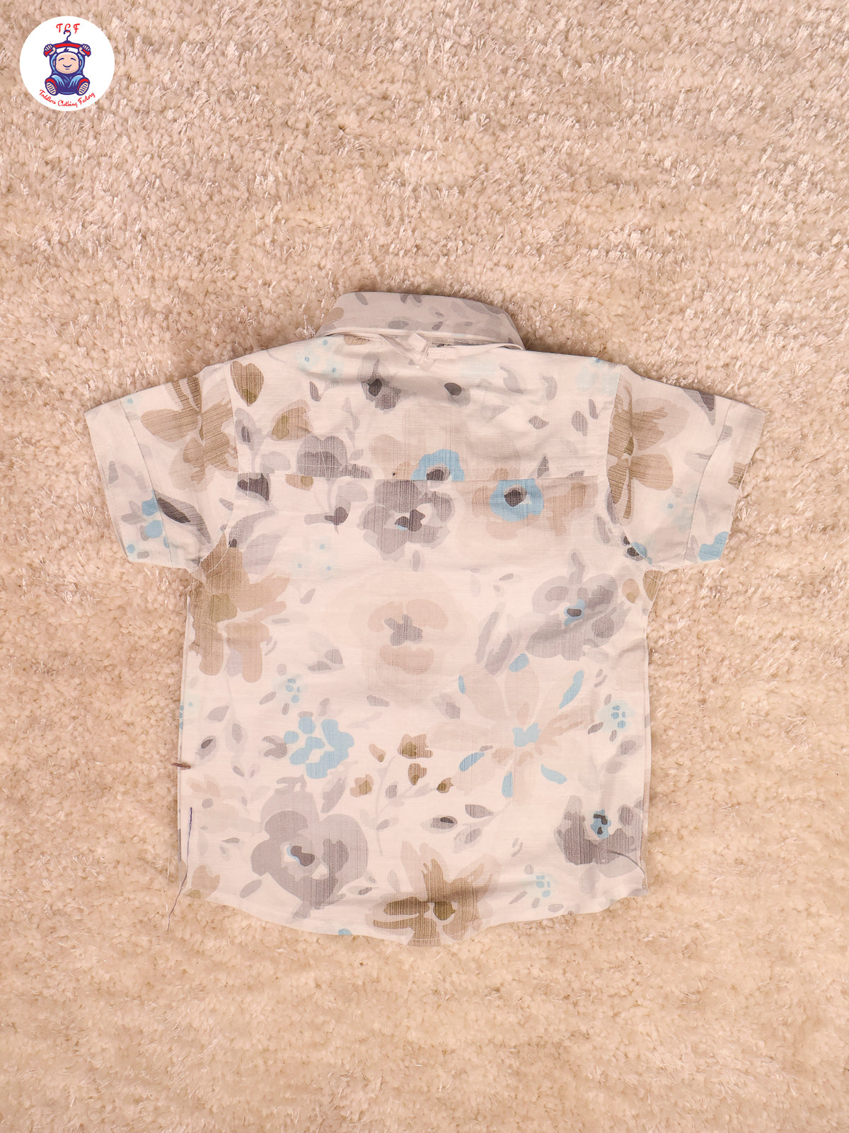 White Floral & Grey Half Sleeves Shirts & Shorts Set With Suspender & Bow