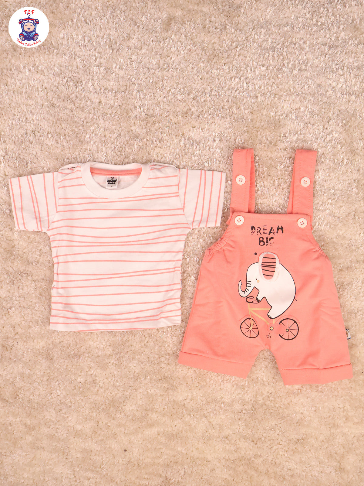 Peach & White - Elephant Jumpsuits