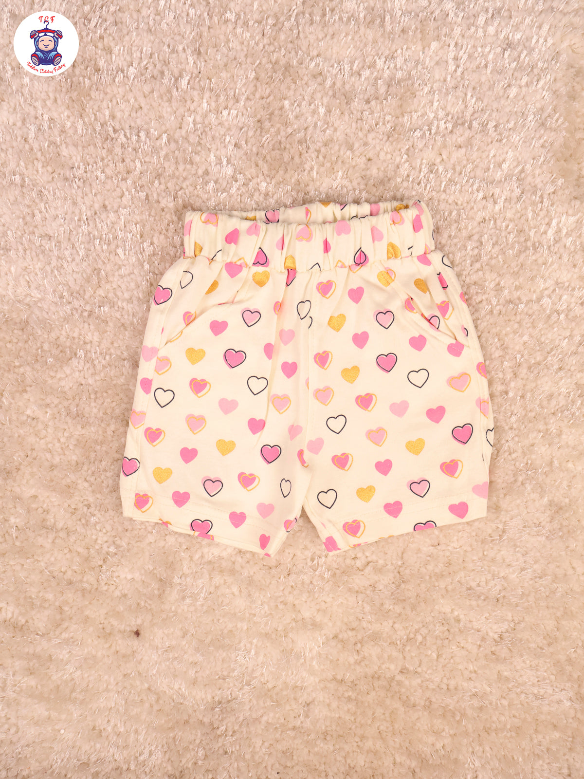 Pink & Half White - Girls Tshirts & Shorts