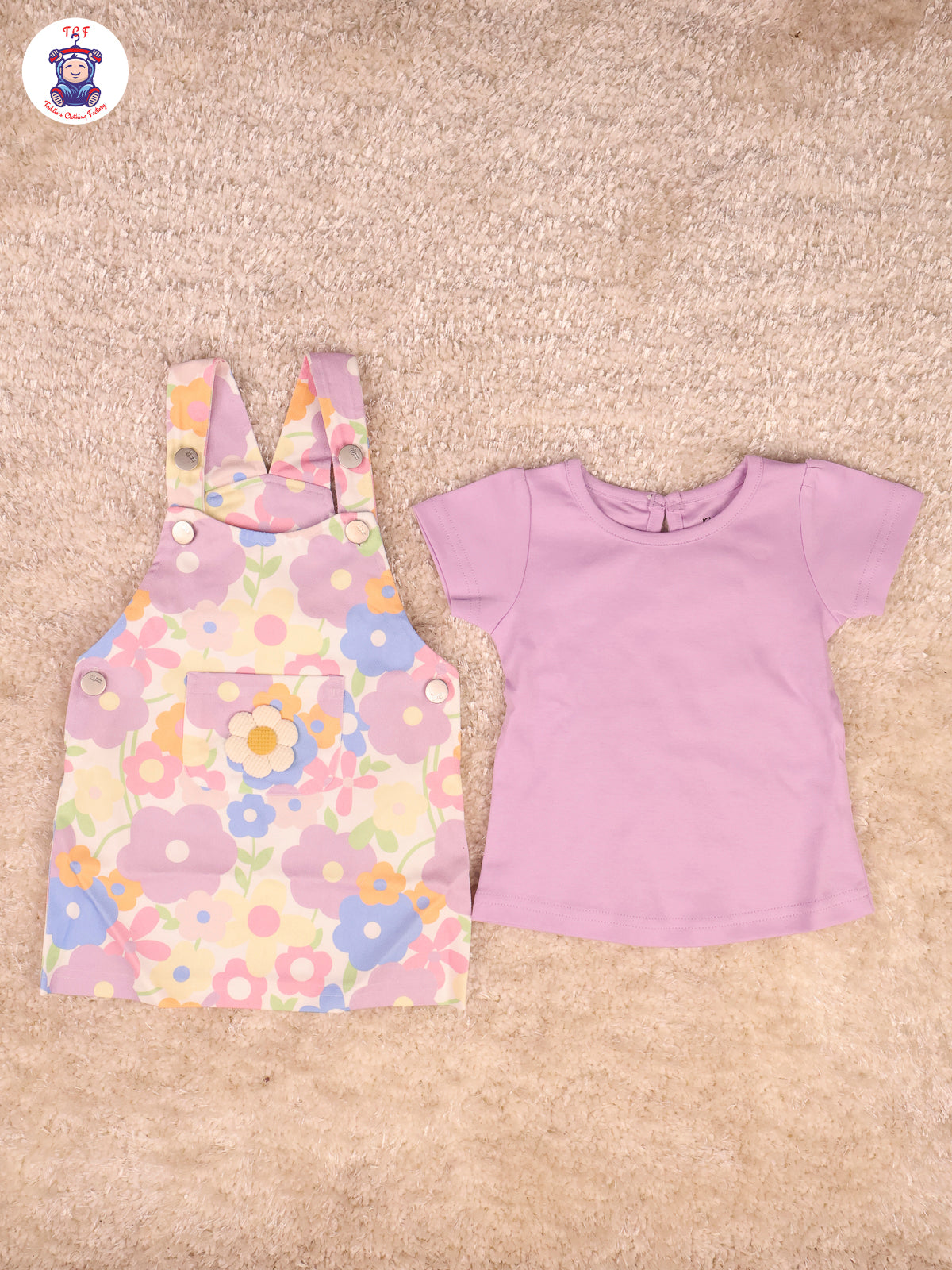Lavender Floral - Girls Frocks With T-Shirt