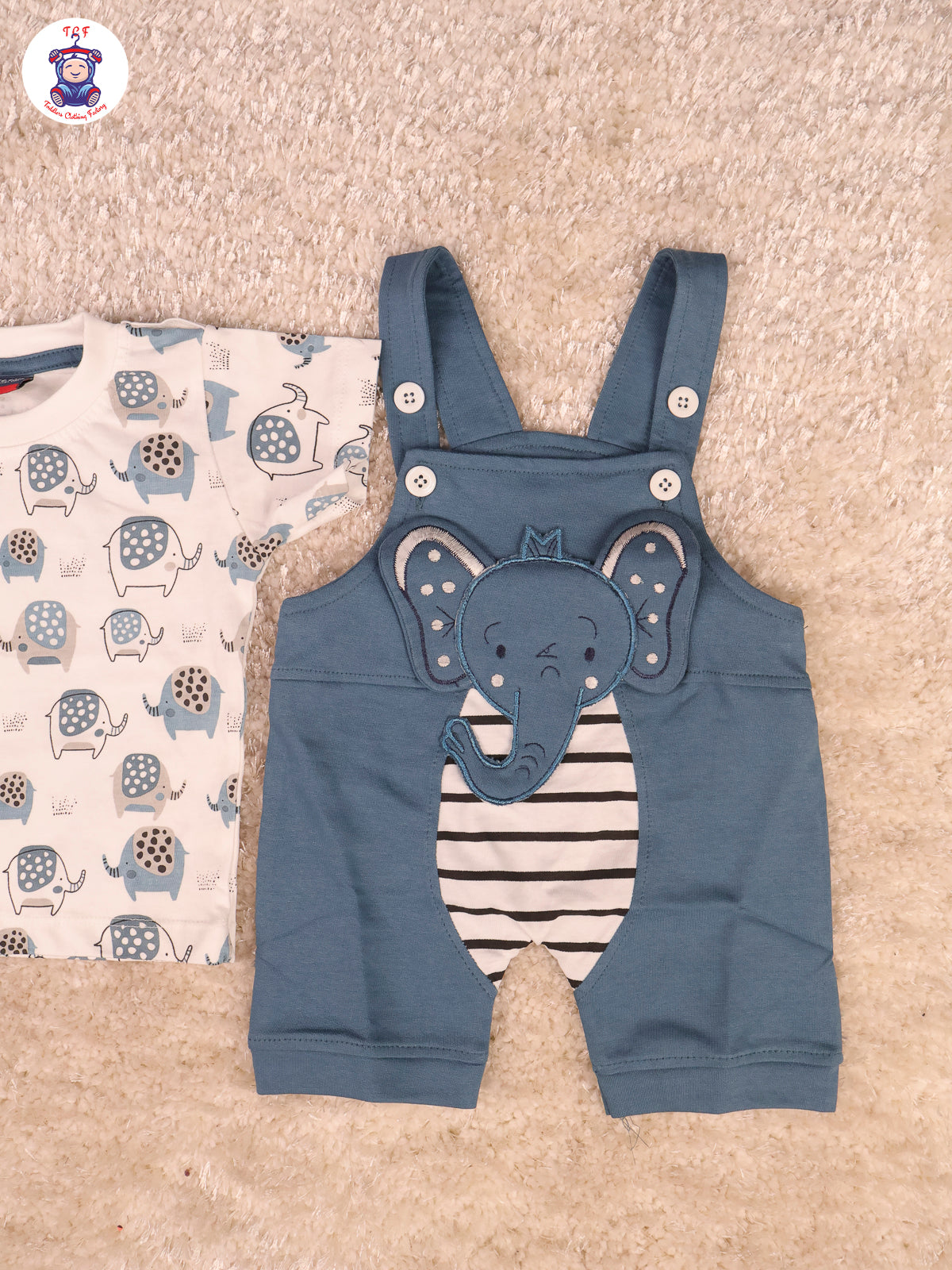 White & Blue - Elephant Jumpsuits