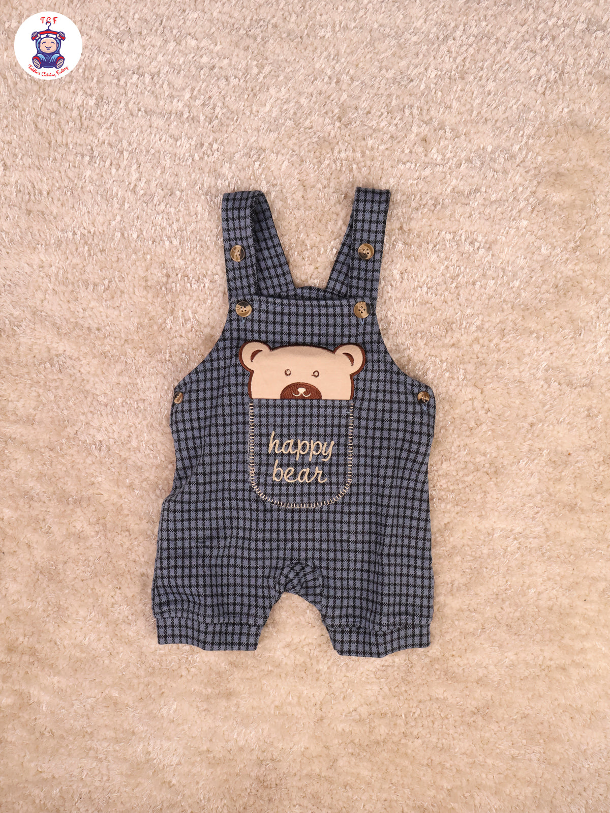 Blue Happy Bear - Checks Jumpsuits