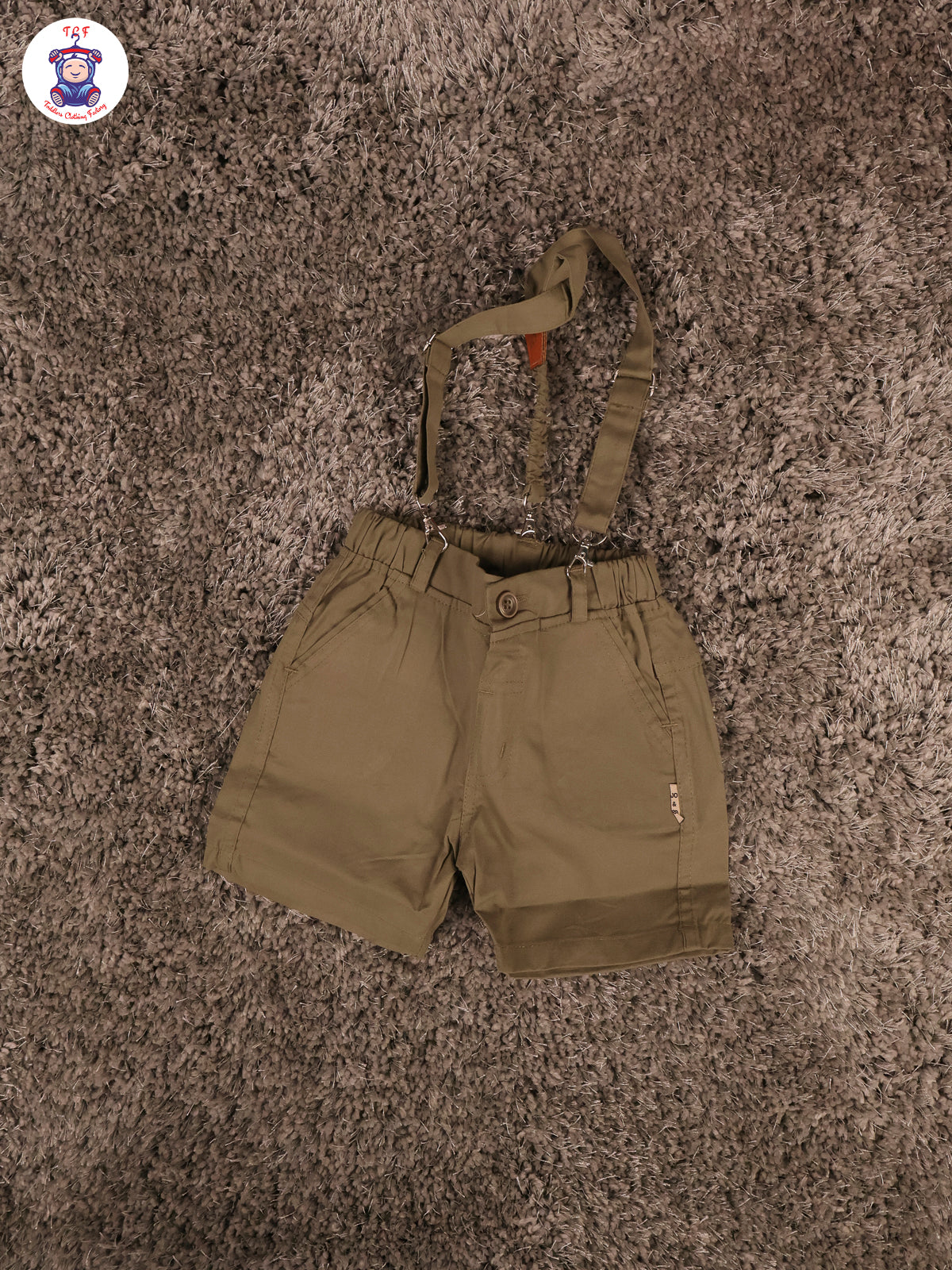 White Floral & Green Half Sleeves Shirts & Shorts Set With Suspender & Bow