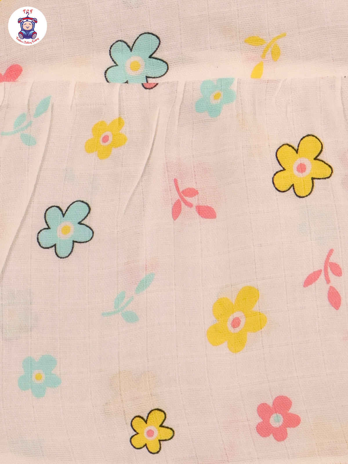 White Multi Cartoons Muslin Top Knot Frocks