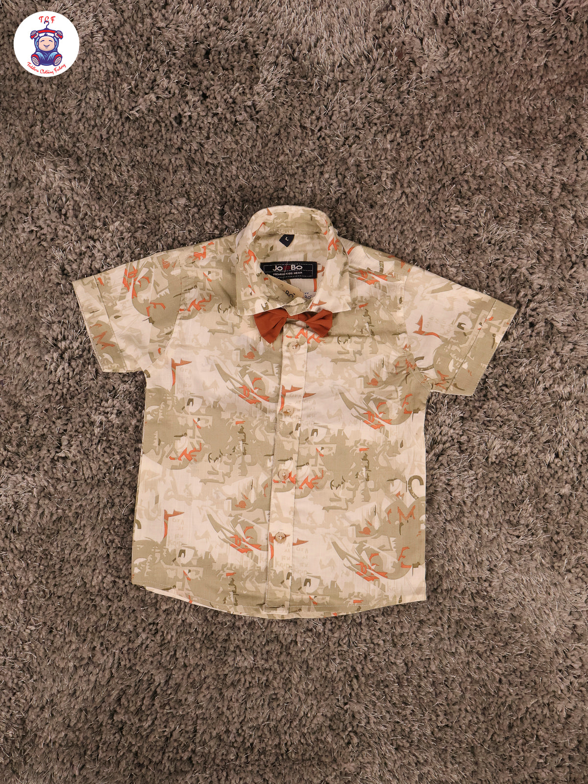 Green & Brown Half Sleeves Shirts & Shorts Set With Suspender & Bow