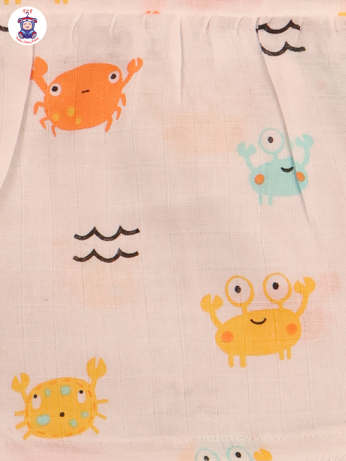White Multi Cartoons Muslin Top Knot Frocks
