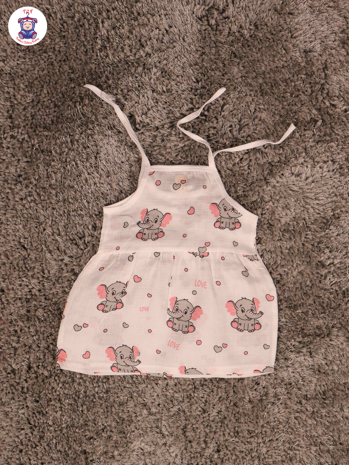 White Multi Cartoons Muslin Top Knot Frocks