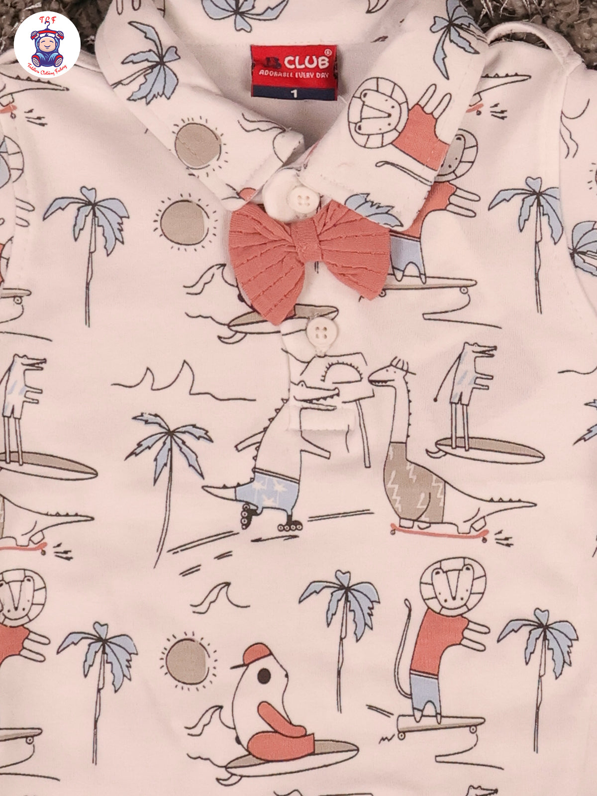 Peach - Dinosour Jumpsuits