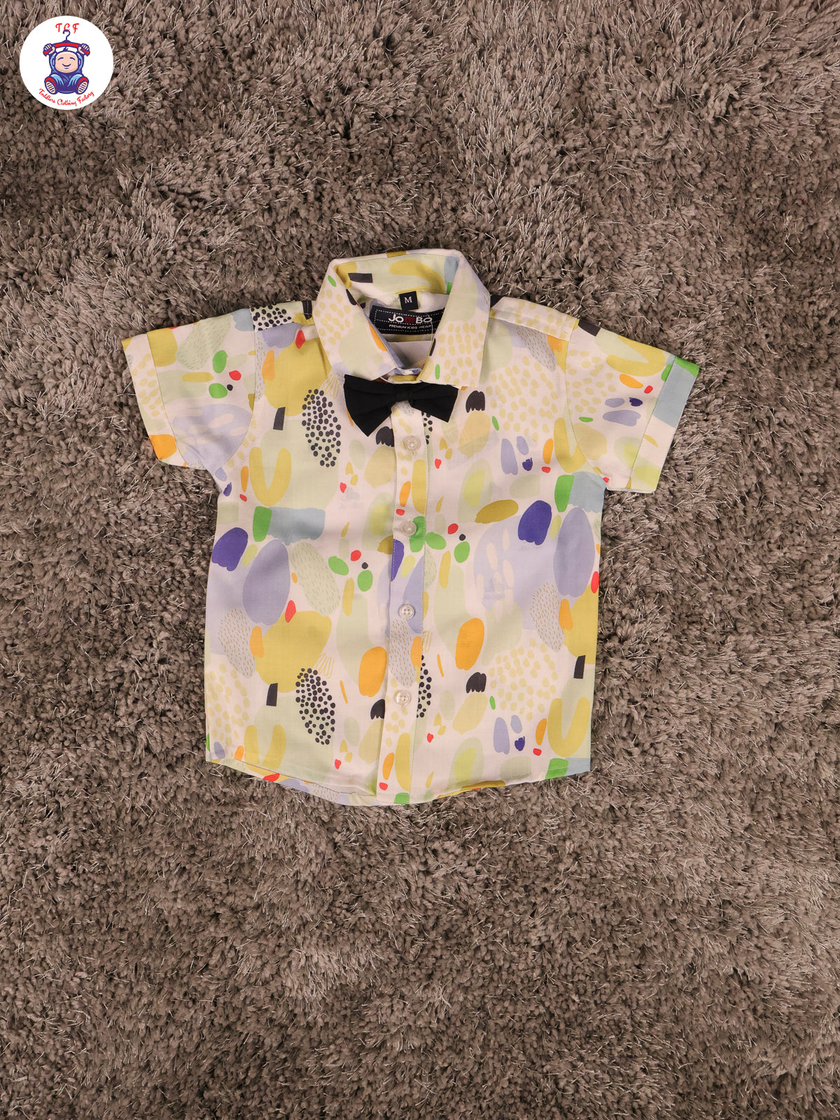 Blue & Black Half Sleeves Shirts & Shorts Set With Suspender & Bow