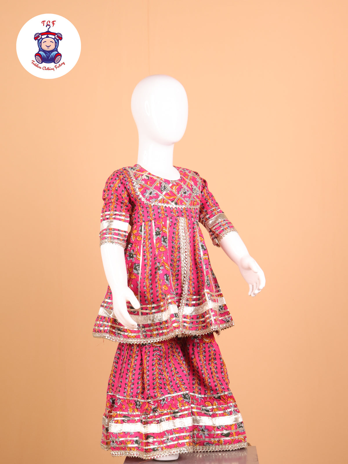 Pink - Floral Printed A-Line Kurti Set