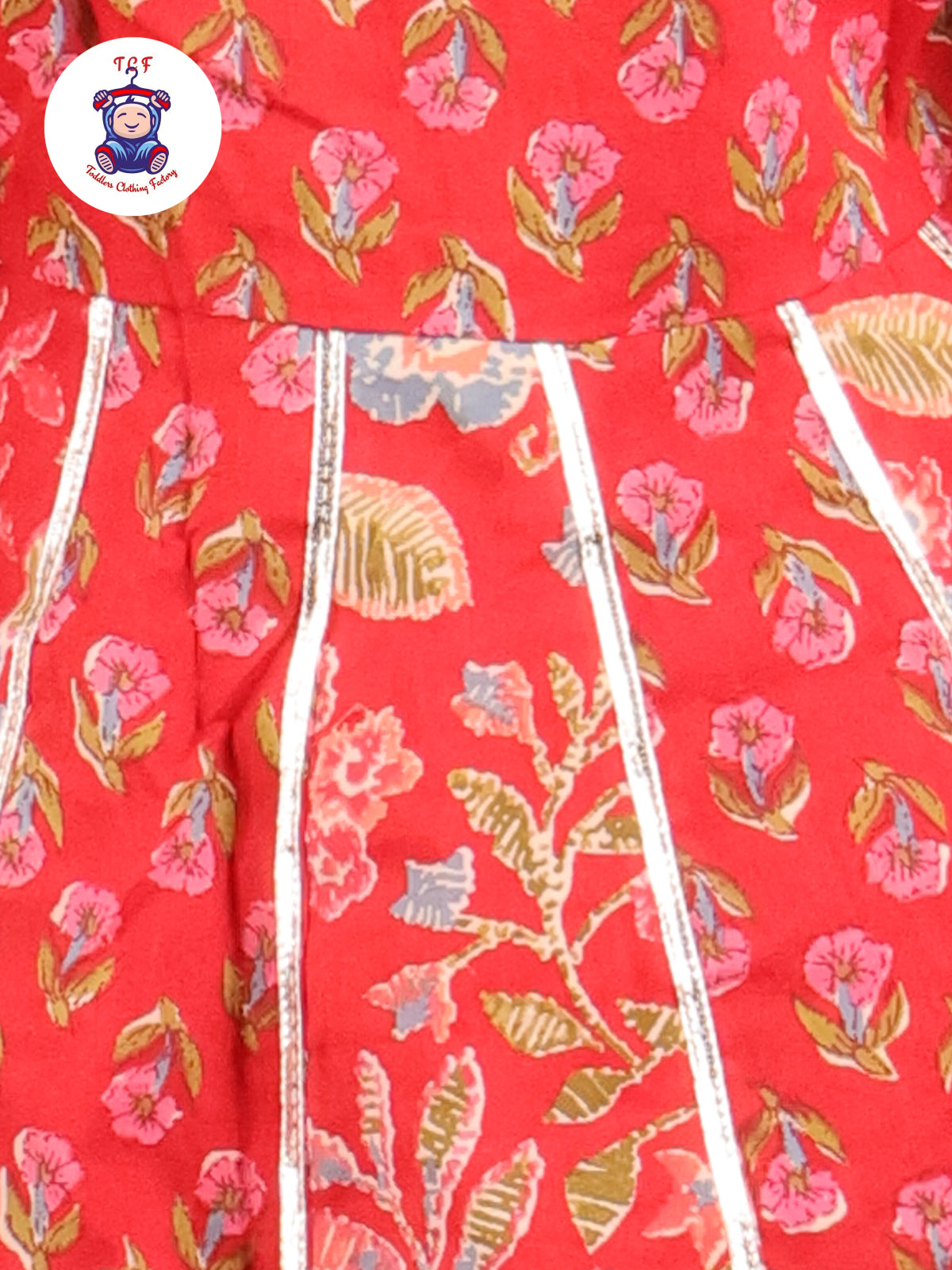 Red - Floral Printed A-Line Kurti Set