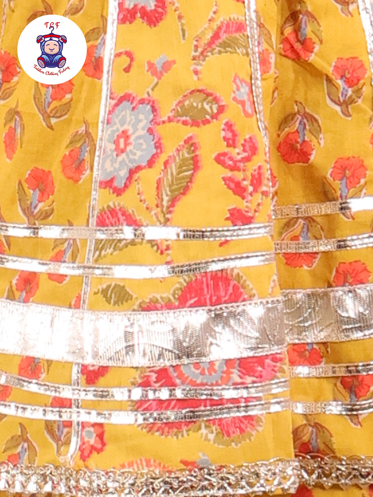 Mustard - Floral Printed A-Line Kurti Set