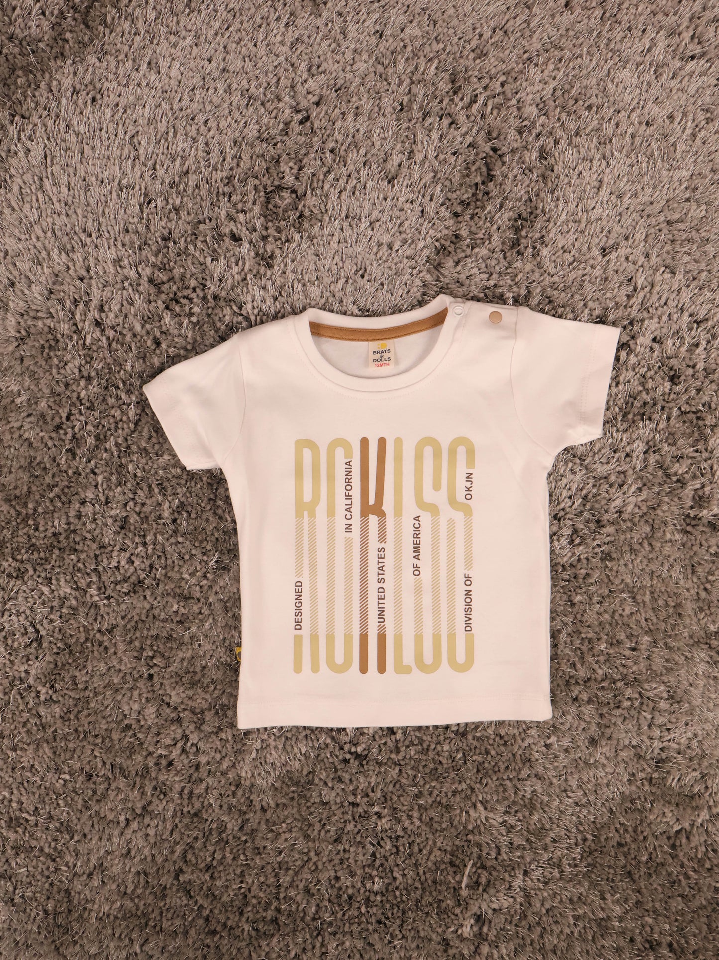Brown & White T-Shirts With Shirt and Shorts