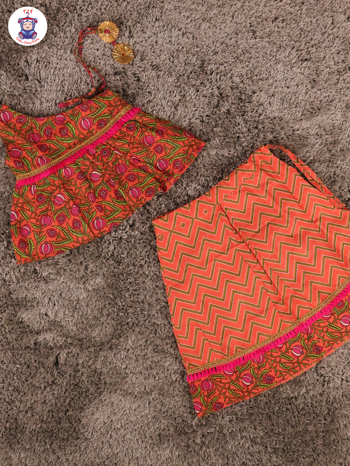 Light Pink - Printed One Shoulder Lehenga Choli