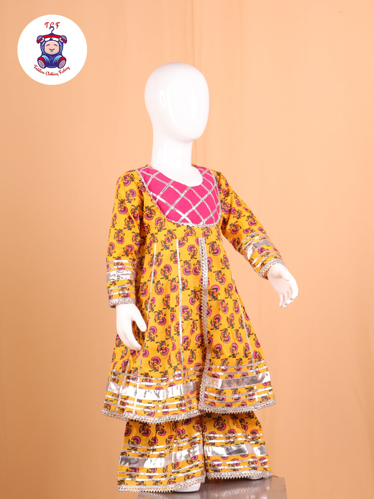 Mustard & Pink - Anarkali Kurti With Sharara