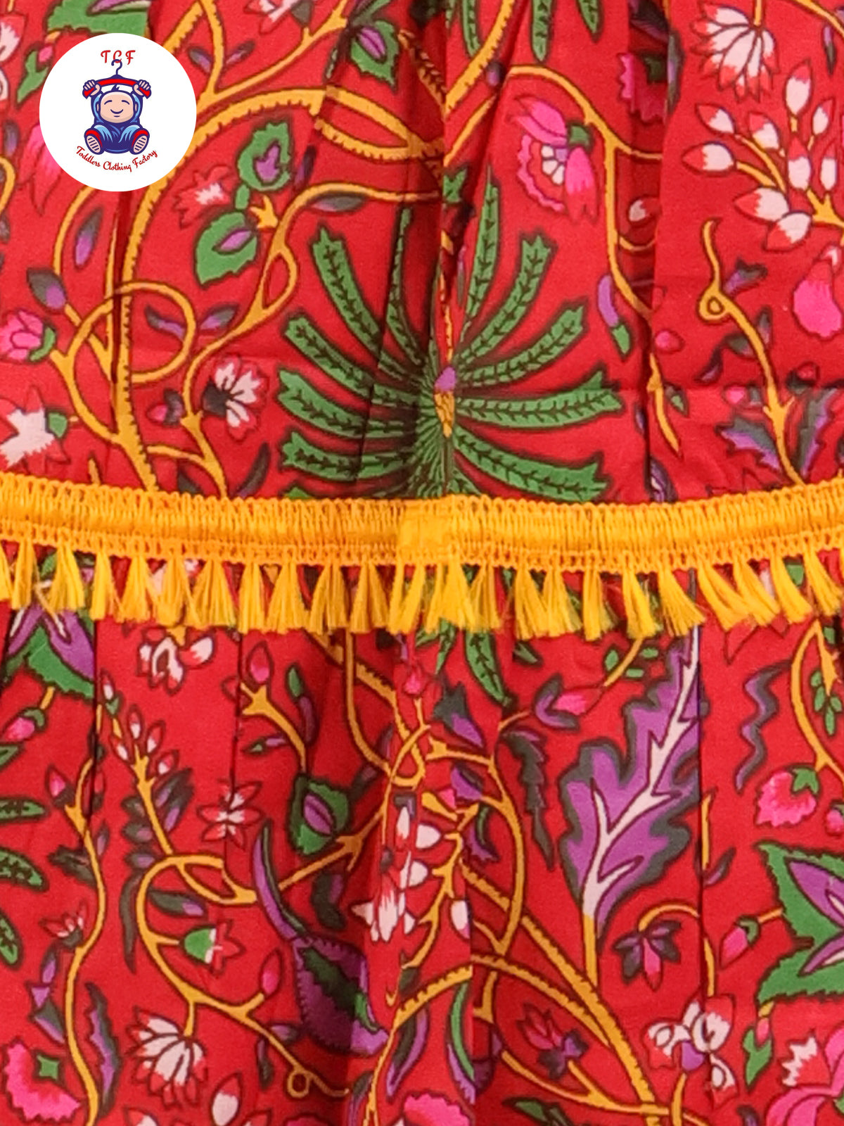 Red & Yellow - Floral Printed Open Shrug With Color Strappy
