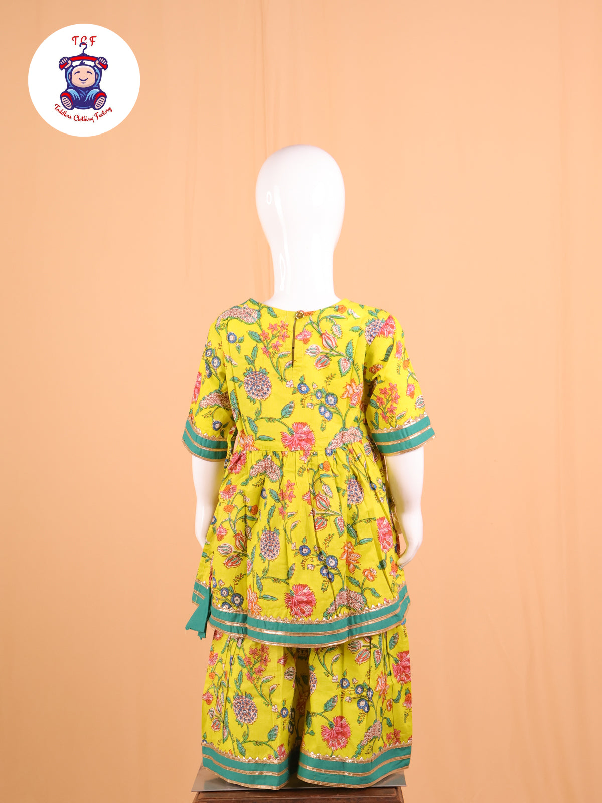 Light Green - Floral Printed A-Line Kurti Set