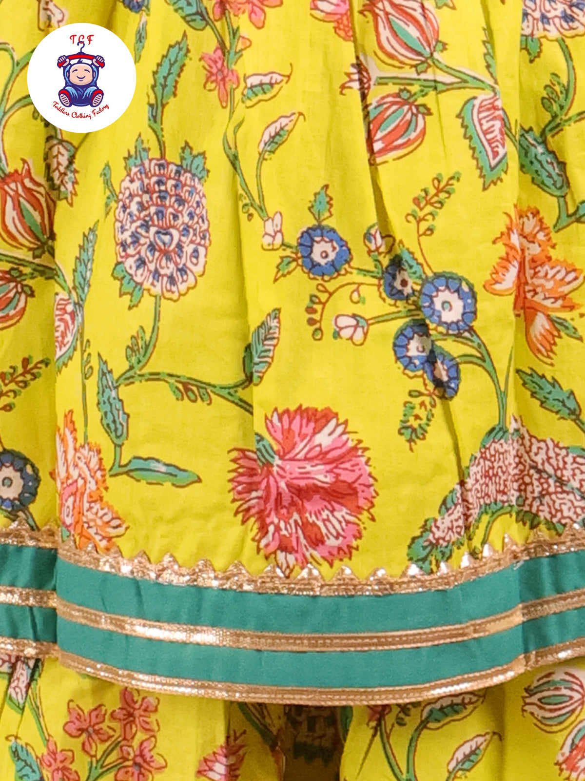 Light Green - Floral Printed A-Line Kurti Set