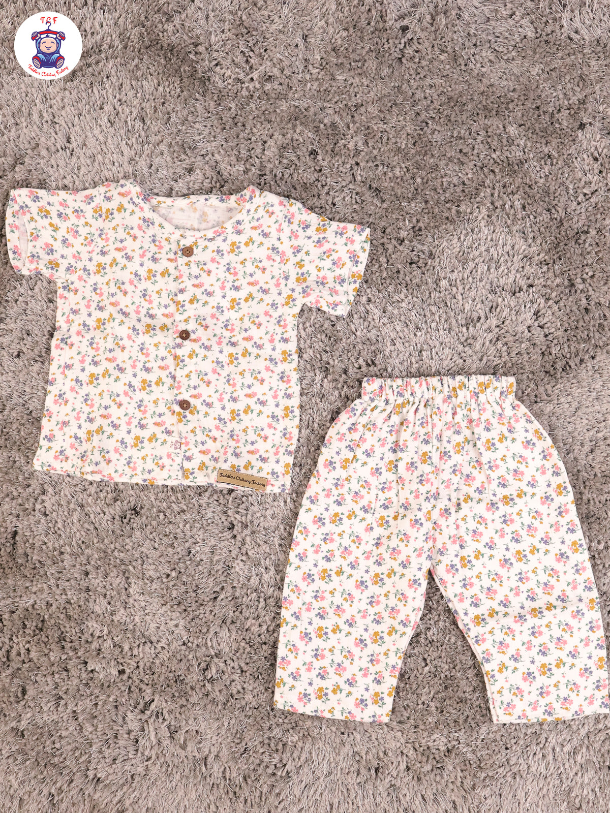 White Floral - Unisex Muslin Pyjama Sets