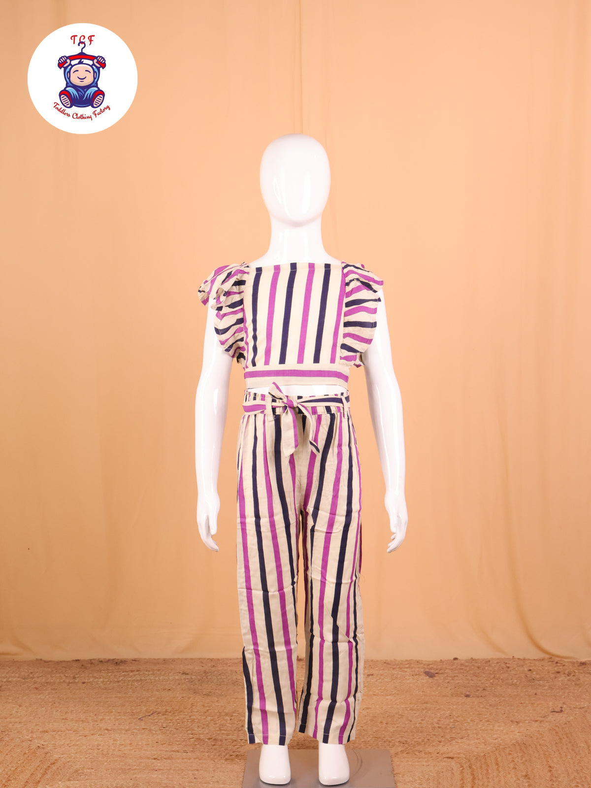 Purple & Navy Blue - Striped Jumpsuit