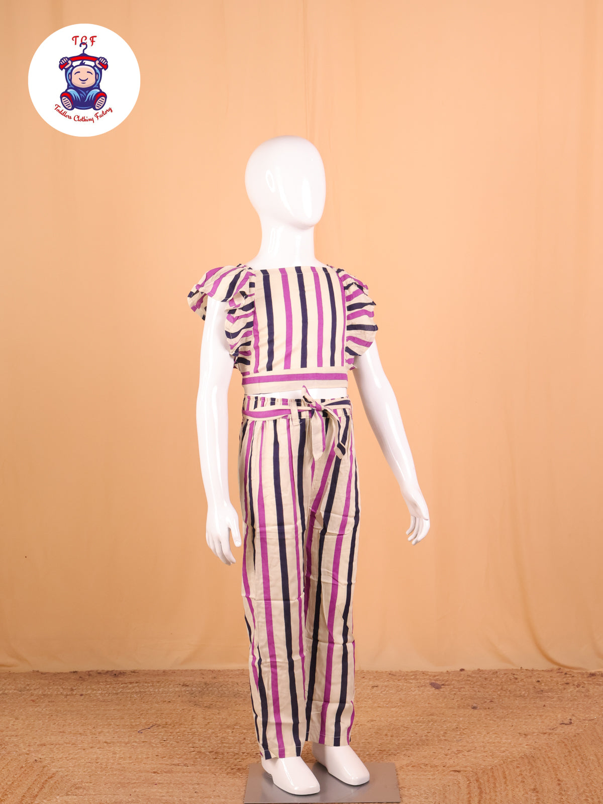 Purple & Navy Blue - Striped Jumpsuit