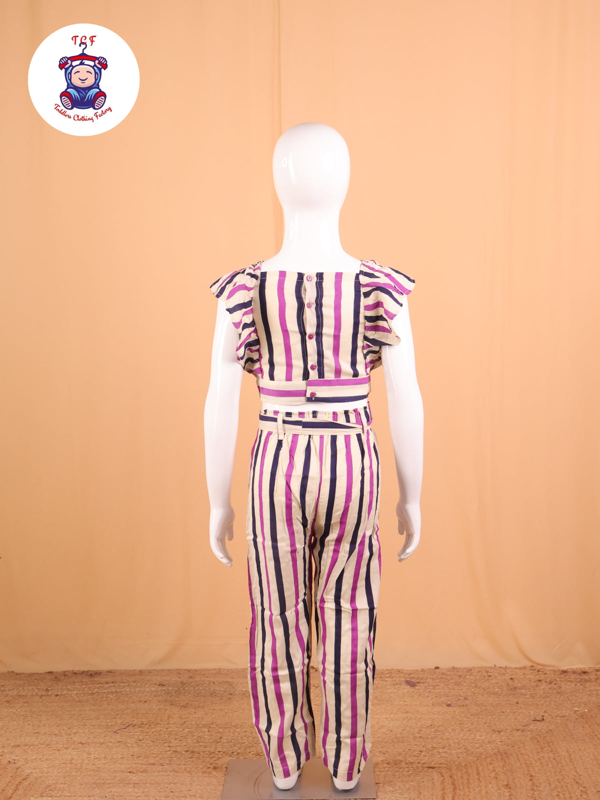 Purple & Navy Blue - Striped Jumpsuit