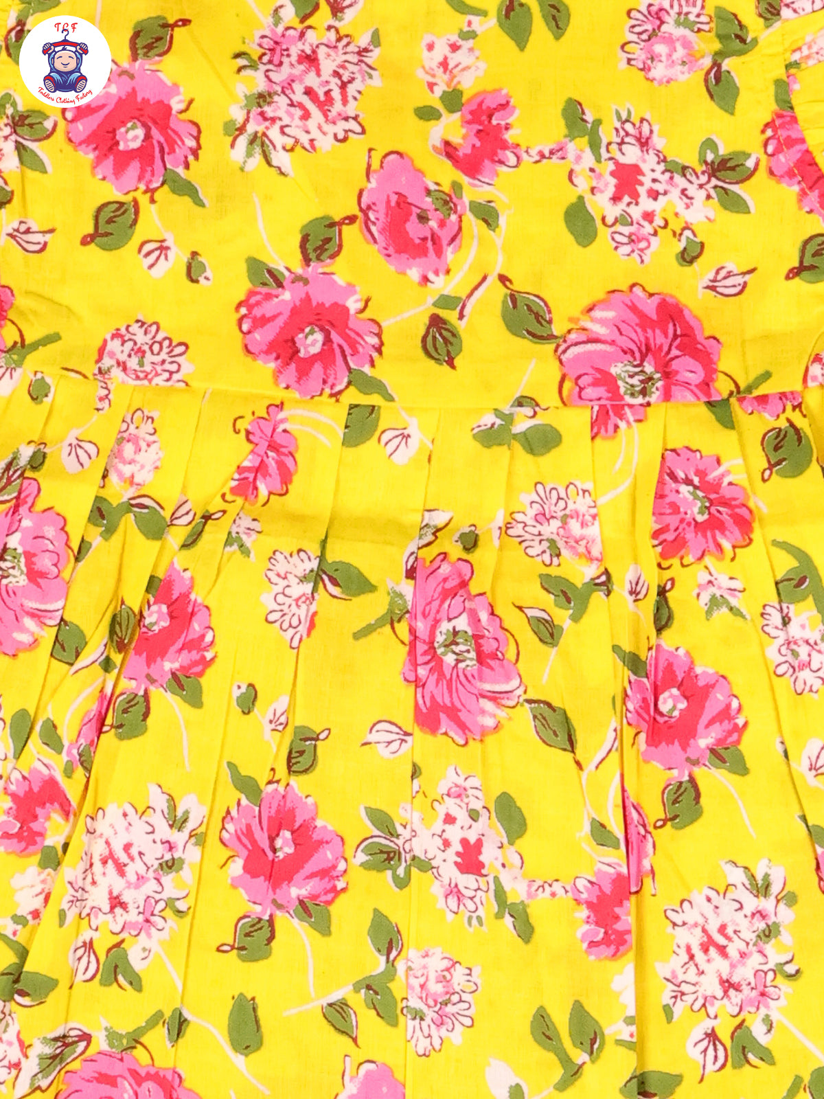 Dark Yellow & Floral - Girls Readymade Jaipuri Frocks
