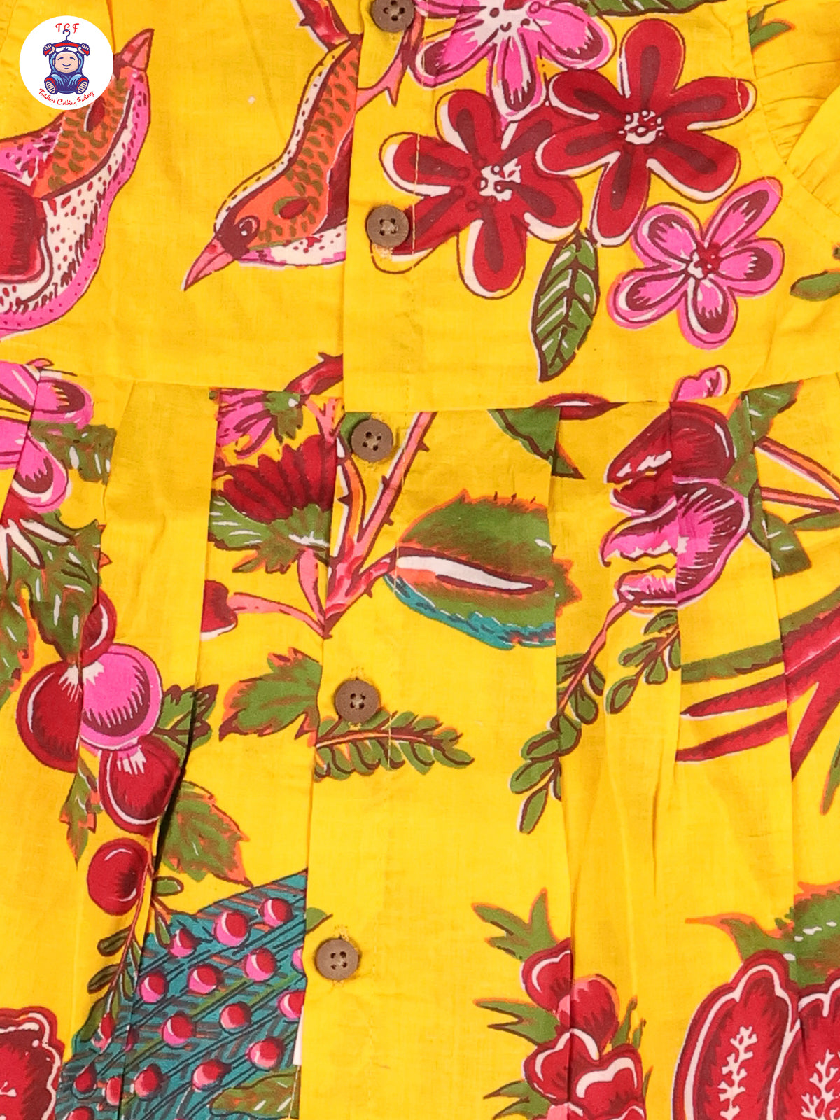 Light Yellow Floral - Girls Readymade Jaipuri Frocks
