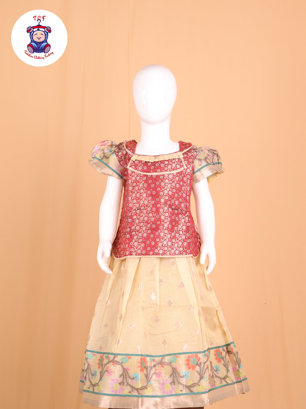 Maroon & Cream - Pavadai Sattai