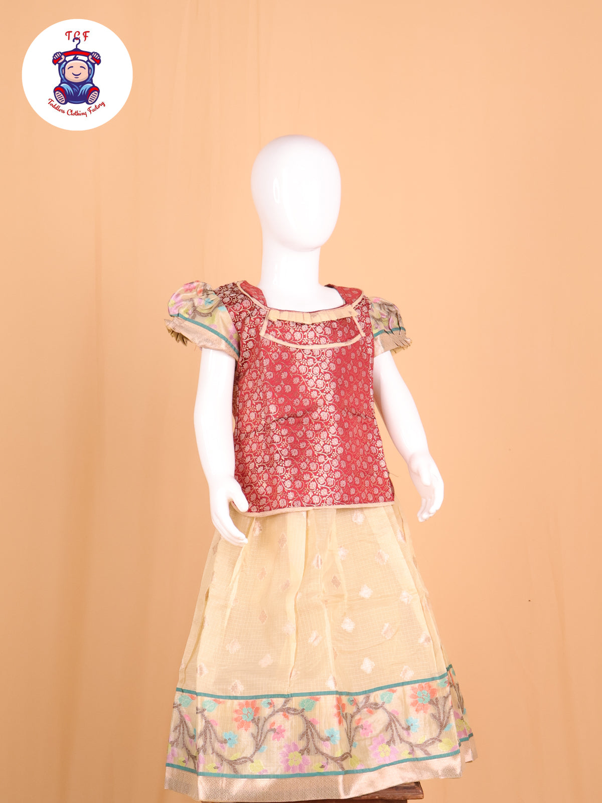 Maroon & Cream - Pavadai Sattai