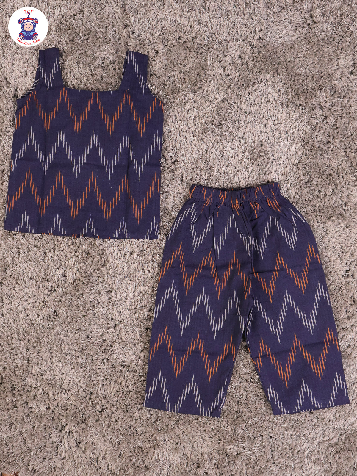 Royal Blue - Girls Readymade Ikat Pyjama Sets