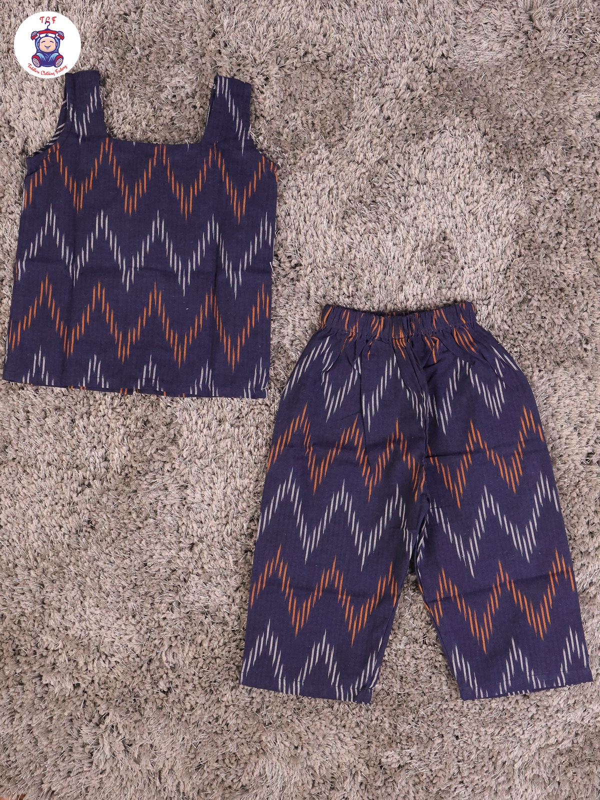 Royal Blue - Girls Readymade Ikat Pyjama Sets