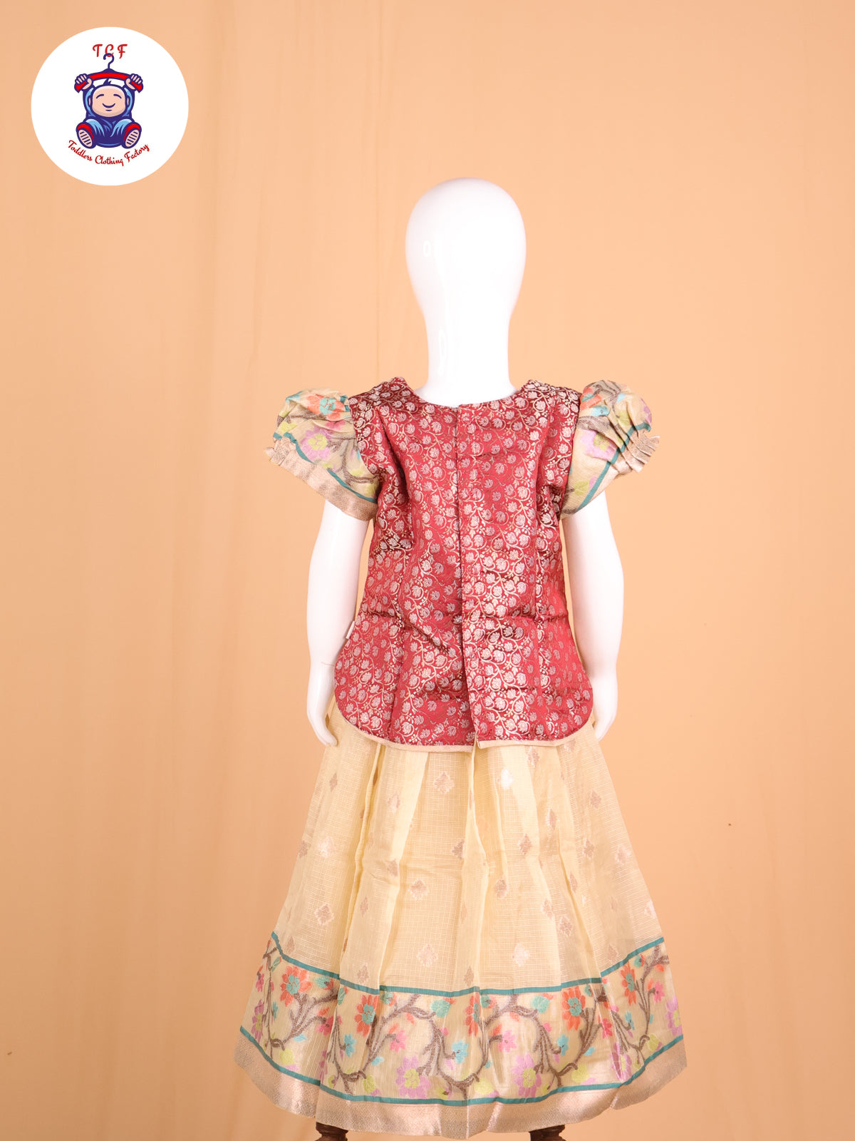 Maroon & Cream - Pavadai Sattai