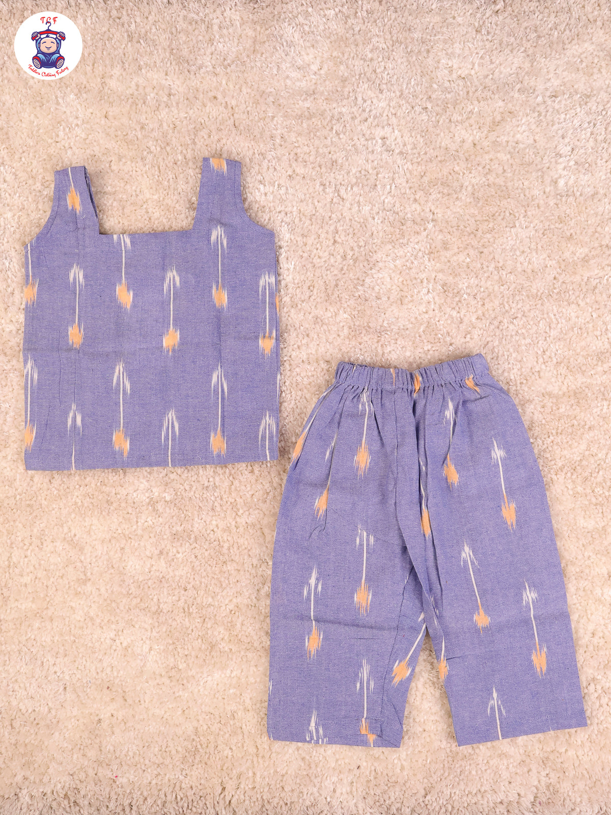 Denim Blue - Girls Readymade Ikat Pyjama Sets