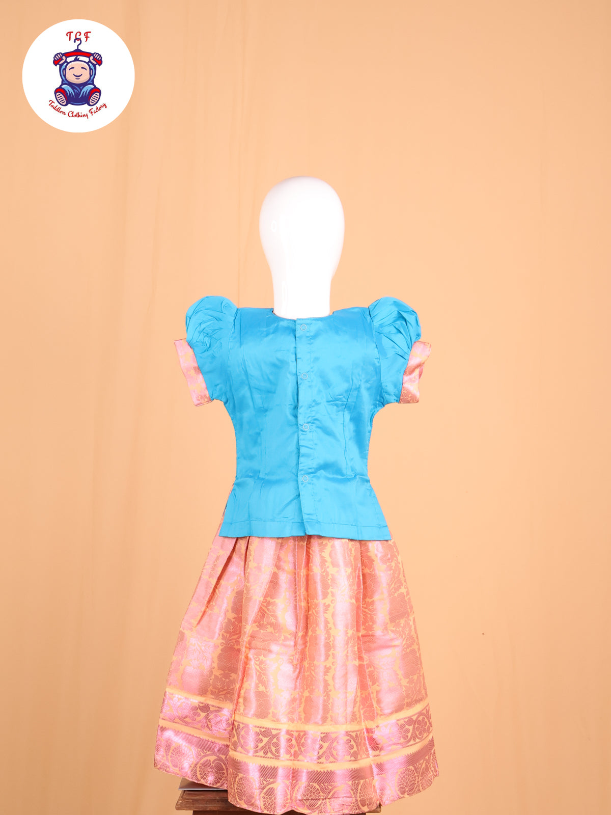 Sky Blue & Peach - Pavadai Sattai