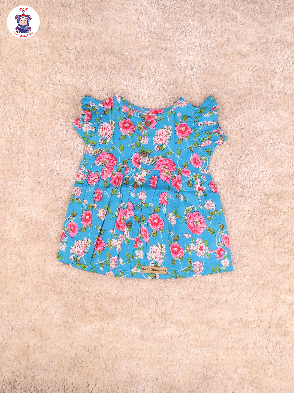Sky Blue Floral - Girls Readymade Jaipuri Frocks