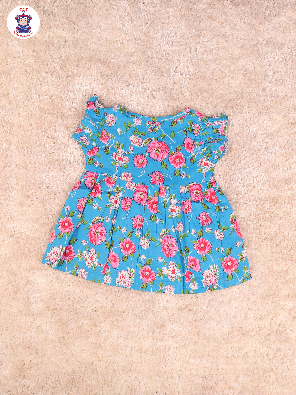 Sky Blue Floral - Girls Readymade Jaipuri Frocks