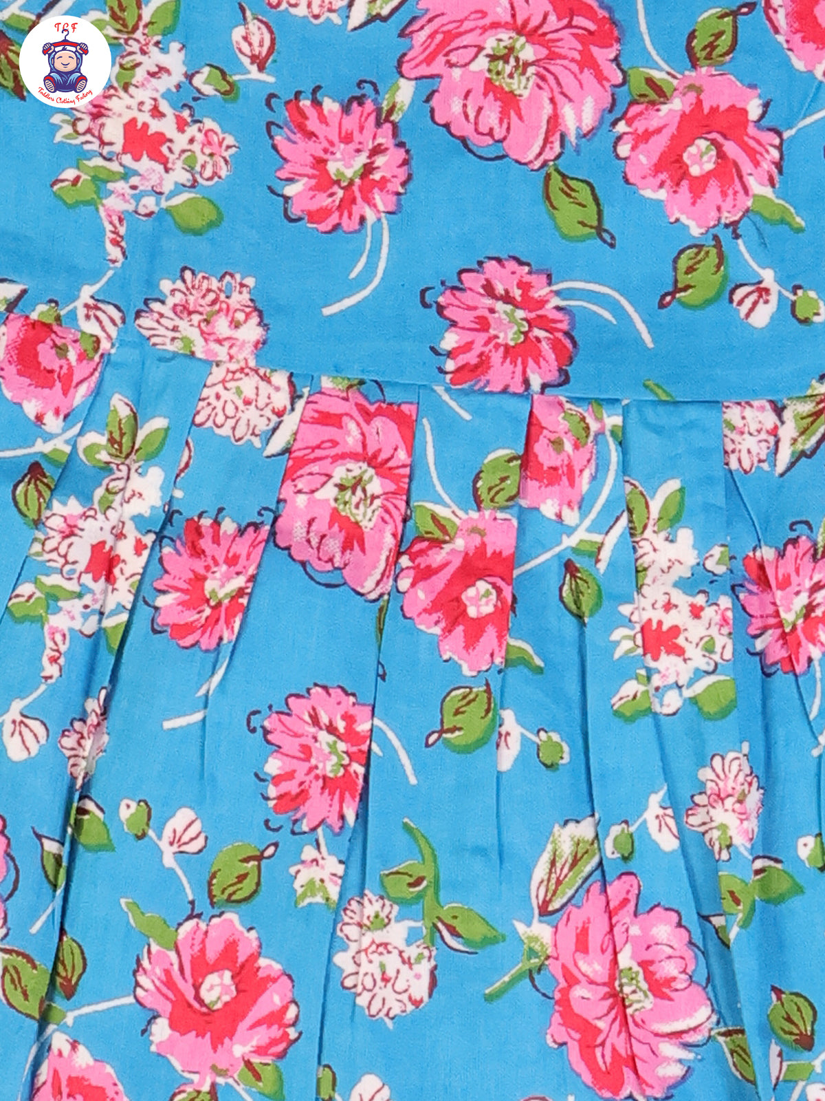 Sky Blue Floral - Girls Readymade Jaipuri Frocks