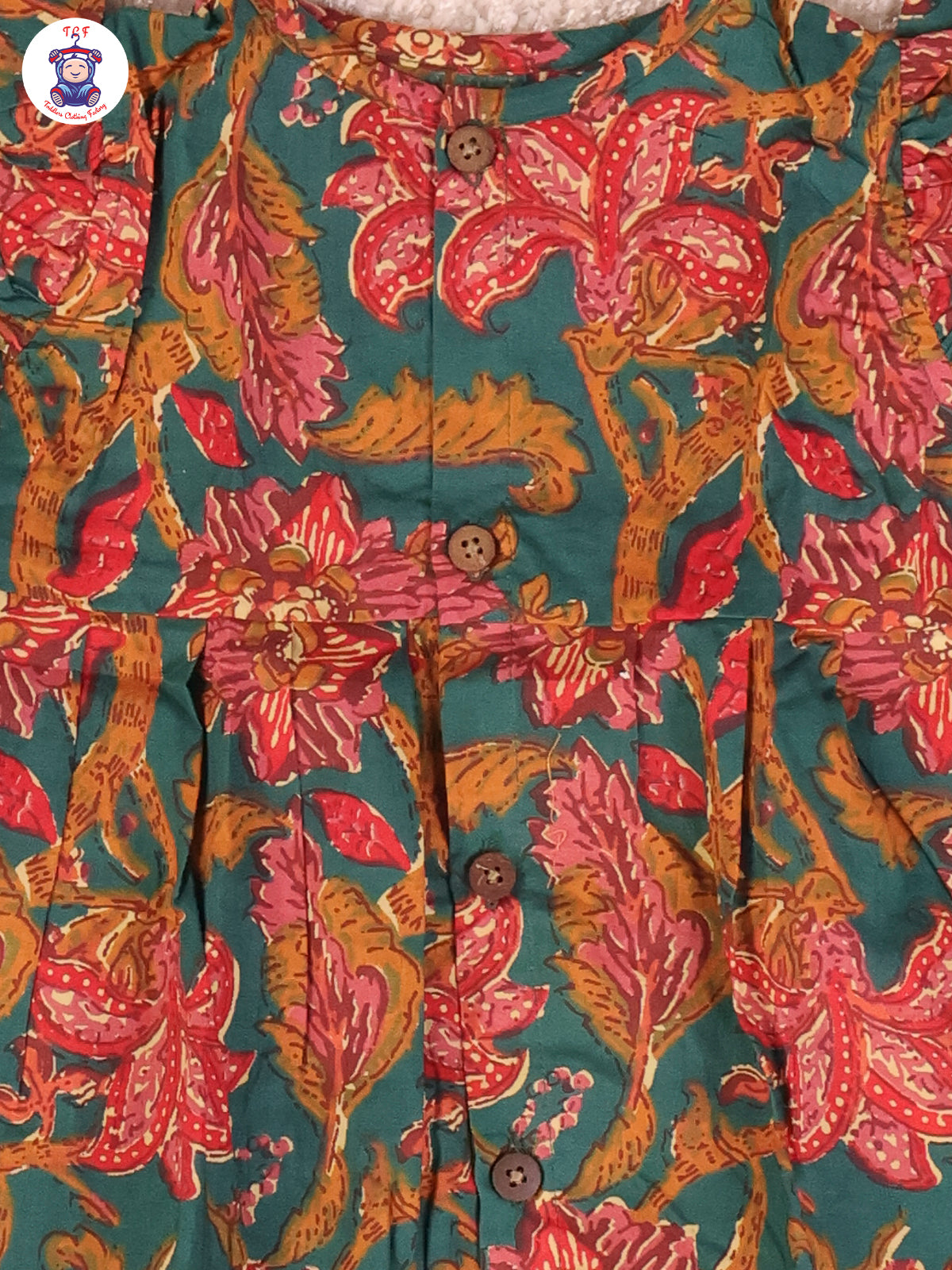 Bottle Green Floral - Girls Readymade Jaipuri Frocks