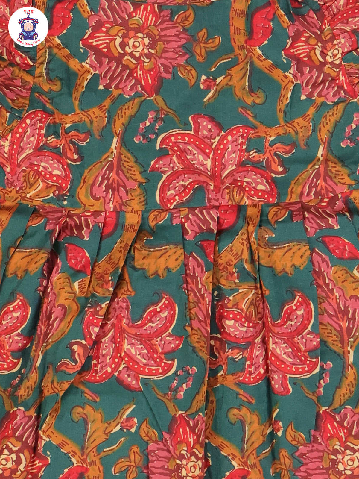 Bottle Green Floral - Girls Readymade Jaipuri Frocks