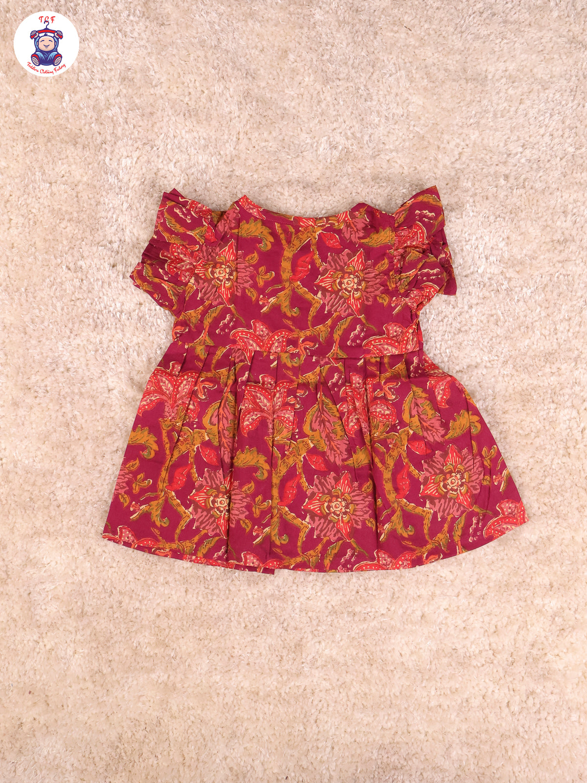 Maroon Floral - Girls Readymade Jaipuri Frocks