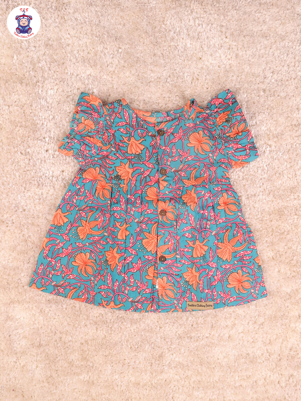 Light Blue Floral - Girls Readymade Jaipuri Frocks