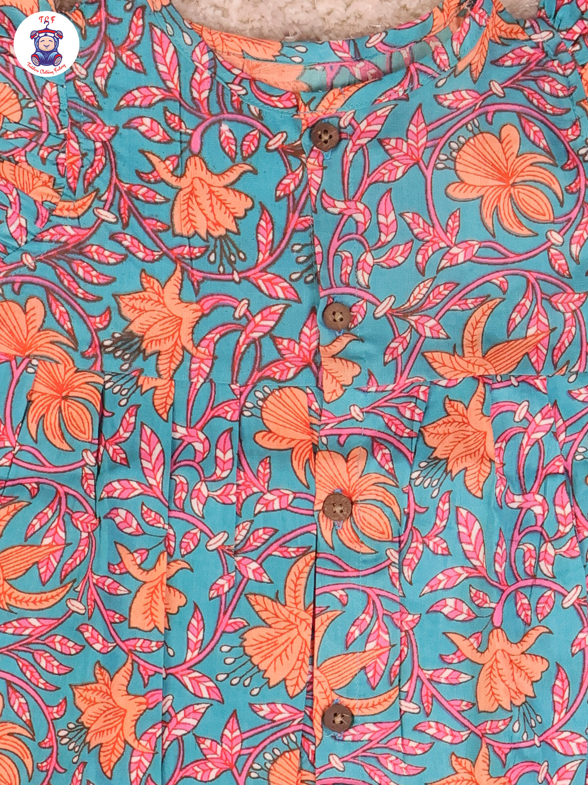 Light Blue Floral - Girls Readymade Jaipuri Frocks