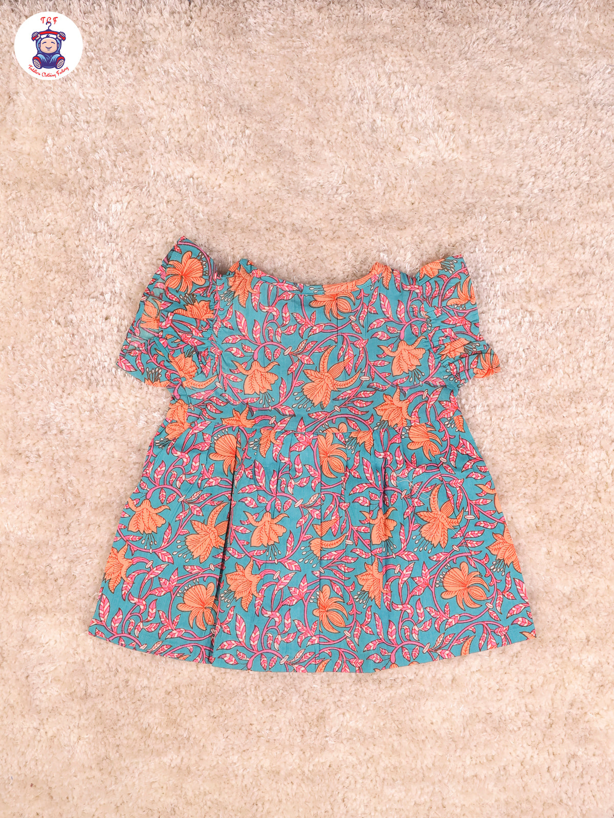 Light Blue Floral - Girls Readymade Jaipuri Frocks