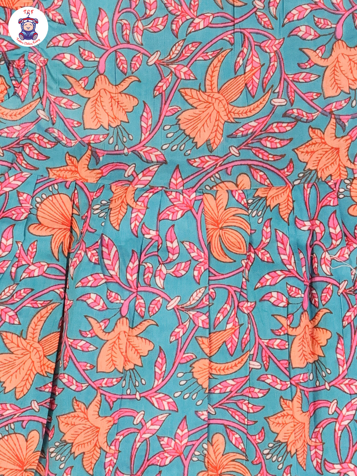 Light Blue Floral - Girls Readymade Jaipuri Frocks