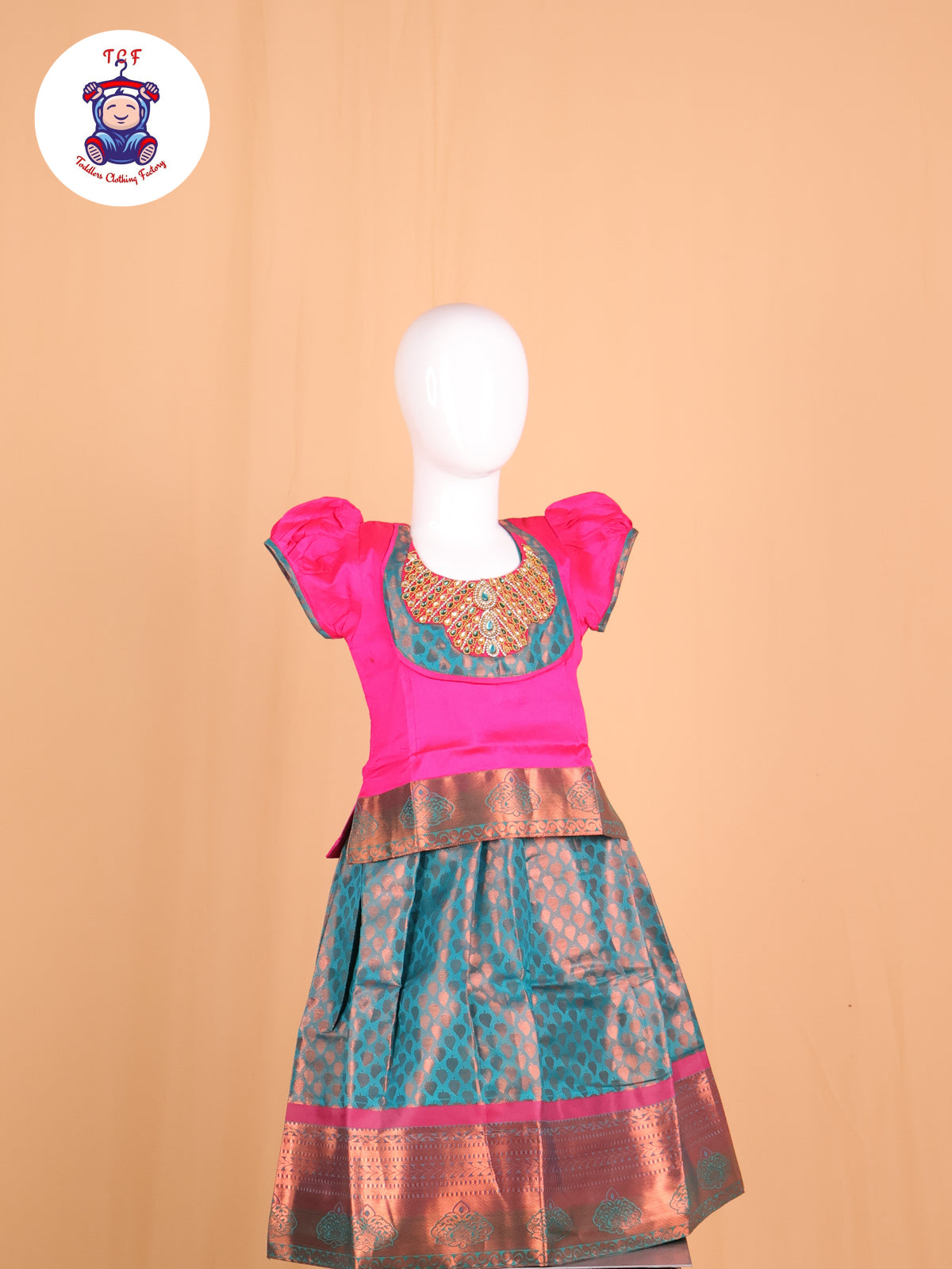 Pink & Peacock Green - Pavadai Sattai