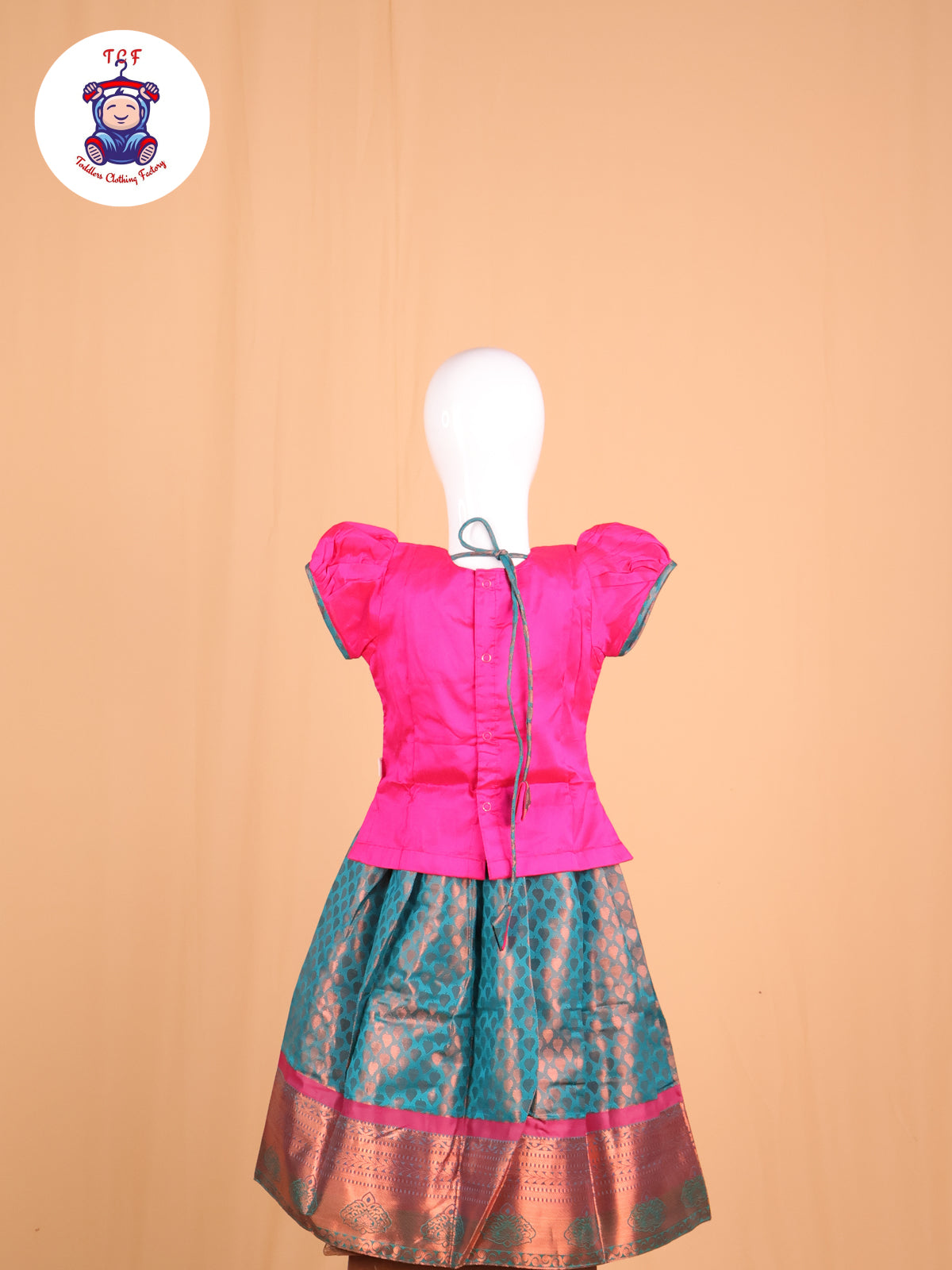 Pink & Peacock Green - Pavadai Sattai