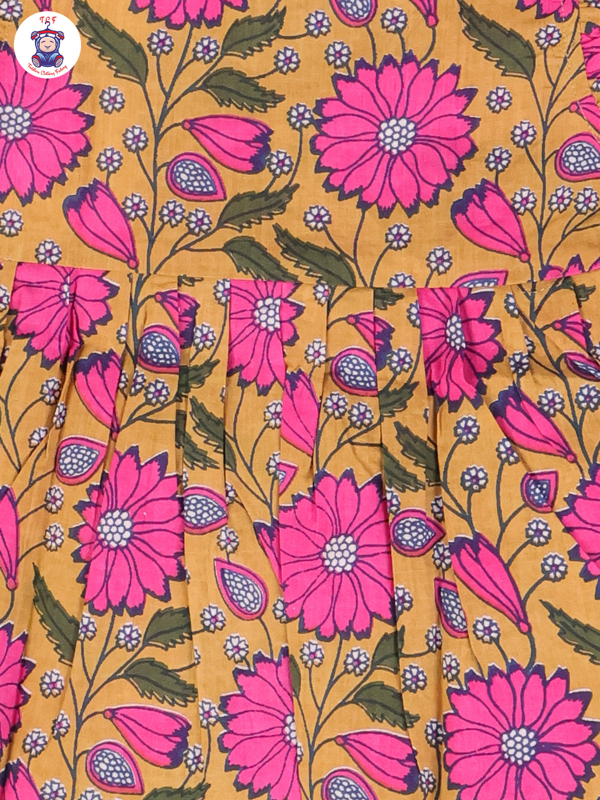 Light Mustard Floral - Girls Readymade Jaipuri Frocks